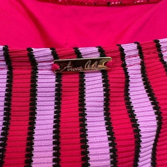 Anne Cole | Dark Pink & Lavender Stripe Tankini Swimsuit Top Size XS NWT Beach - Picture 4 of 10